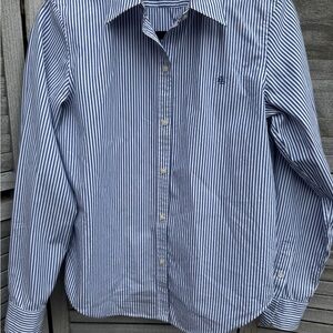 Lauren Ralph Lauren Blue White Stripe Button Down Non Iron Size Small Womens